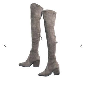 Taupe Over the Knee Suede Leather Boots | Goodnight Macaroon